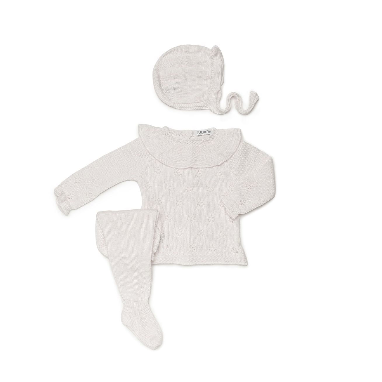 CONJUNTO 3.P CALADO VOL.PUNTO BLANCO