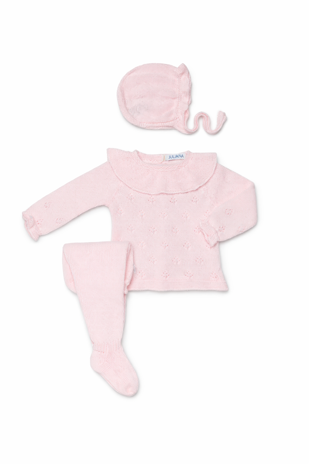 CONJUNTO 3.P CALADO VOL.PUNTO ROSA