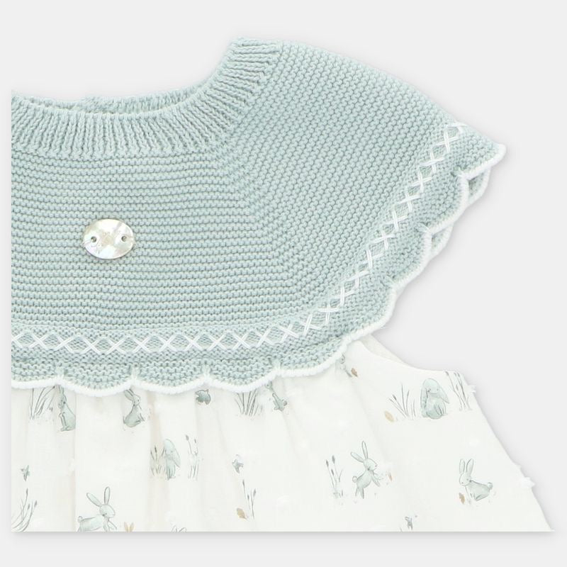 VESTIDO PUNTO Y TELA NIÑA CONEJOS