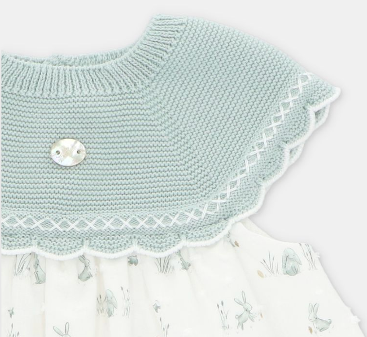 VESTIDO PUNTO Y TELA NIÑA CONEJOS
