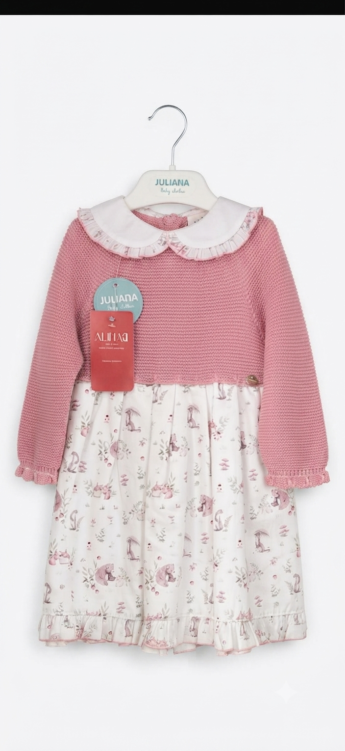VESTIDO CUERPO PUNTO ANIMALITOS GORRO MAQUILLAJE