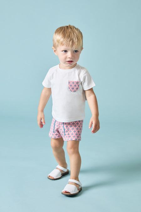 BERMUDA ESTAMPADA NIÑO ROSA