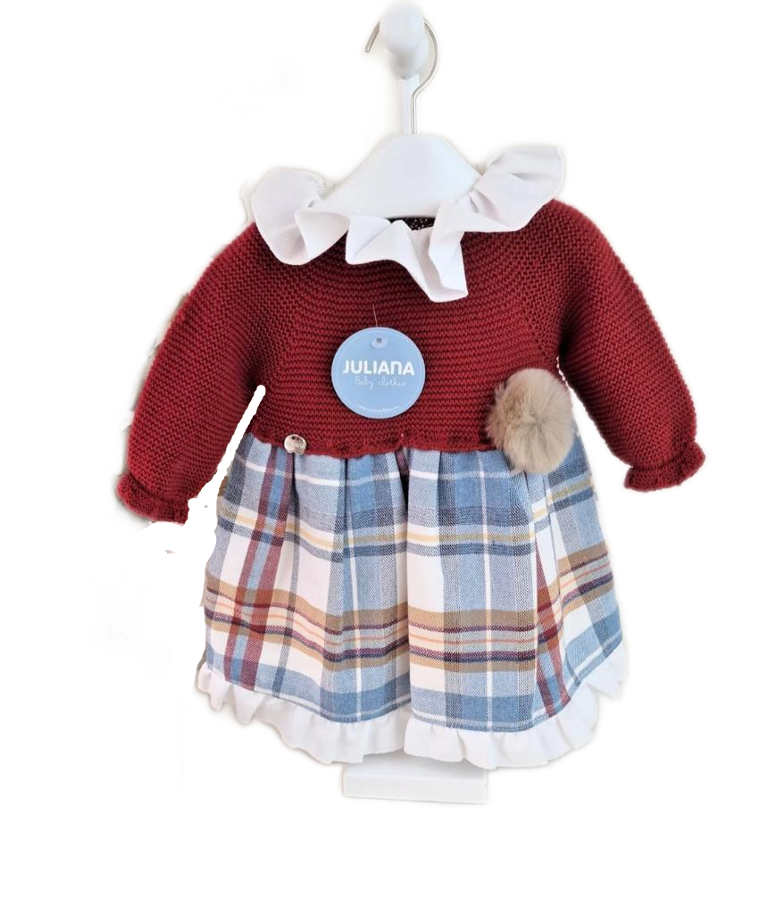 VESTIDO CUERPO PUNTO TELA CUADROS RIOJA