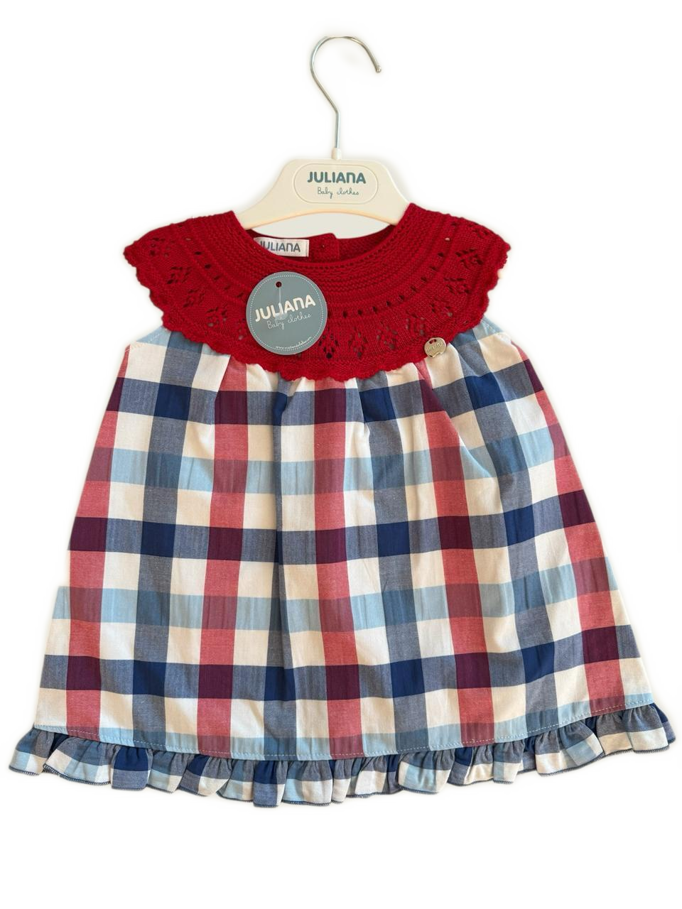 VESTIDO CUERPO REDONDO CUADROS ROJO