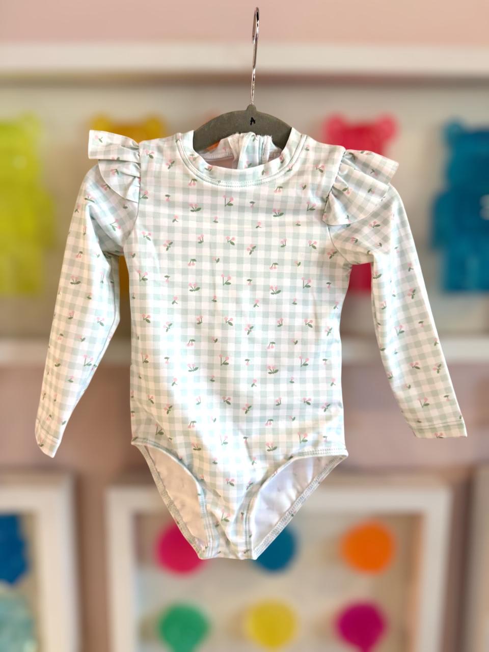 BODY MANGA LARGA NIÑA STARS VERDE AGUA