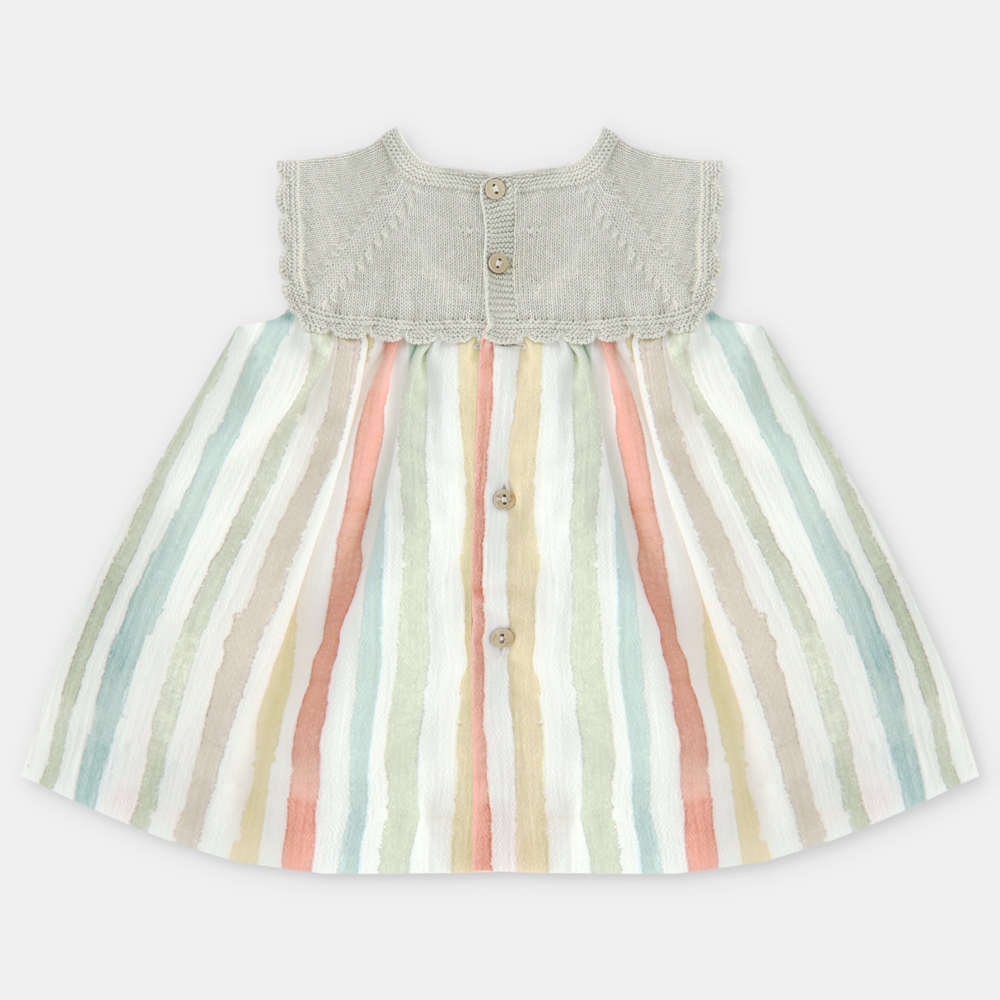 VESTIDO PUNTO Y TELA NIÑA SALVE Arena