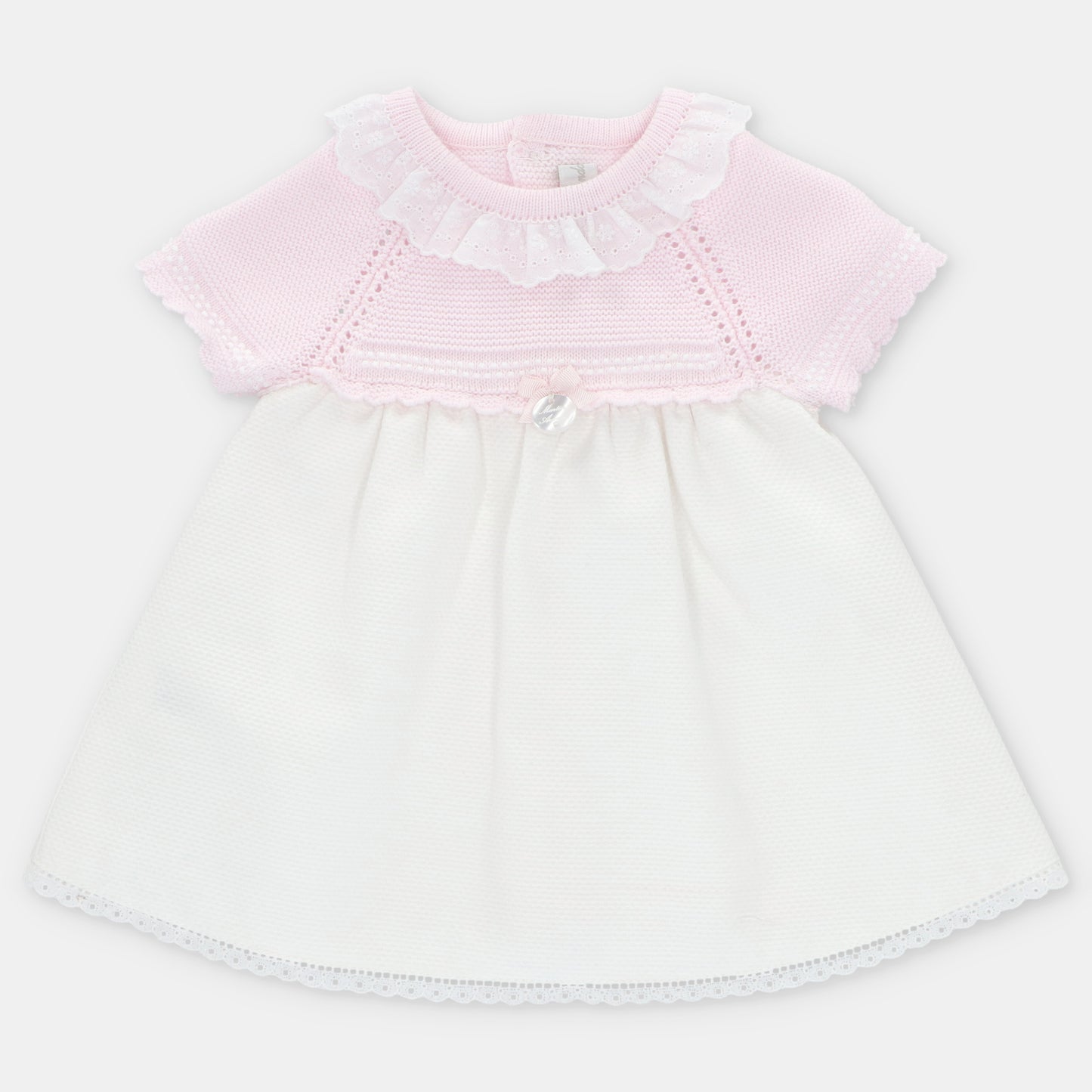 VESTIDO PUNTO Y TELA NIÑA ROSA PIQUE