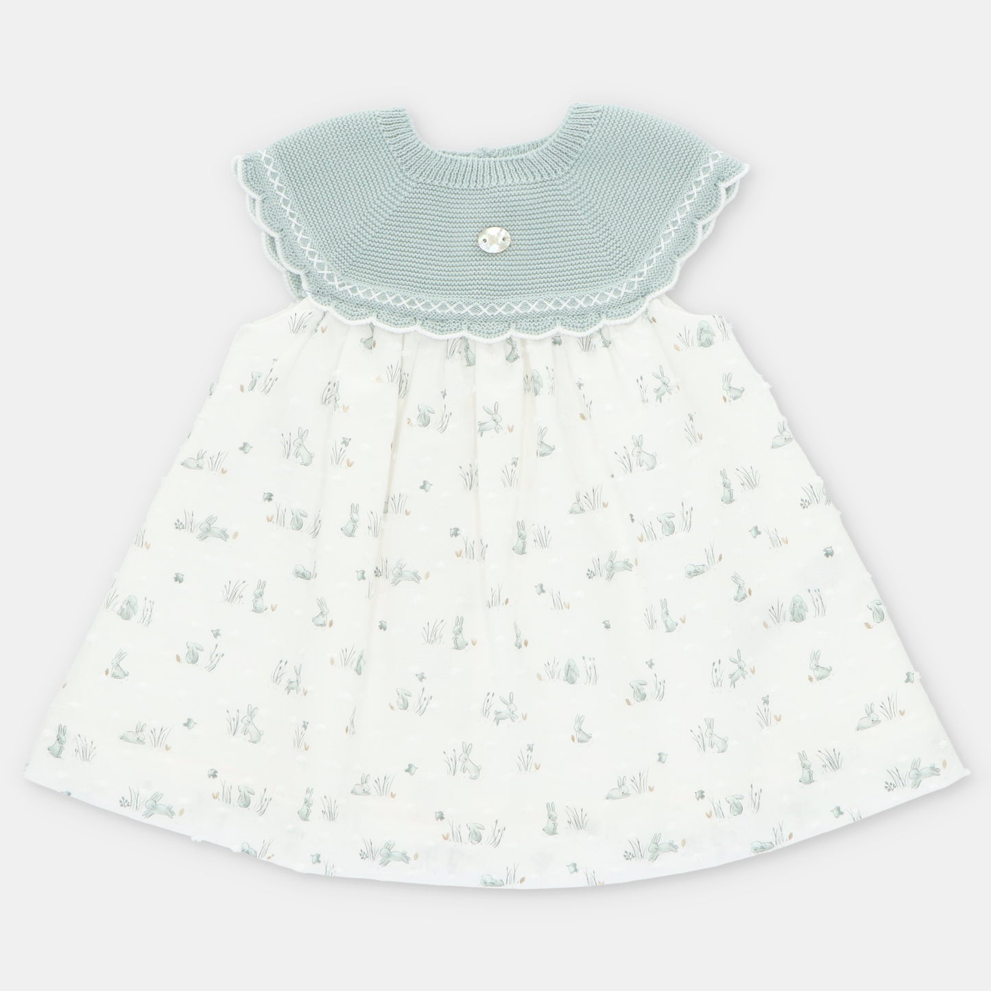 VESTIDO PUNTO Y TELA NIÑA CONEJOS