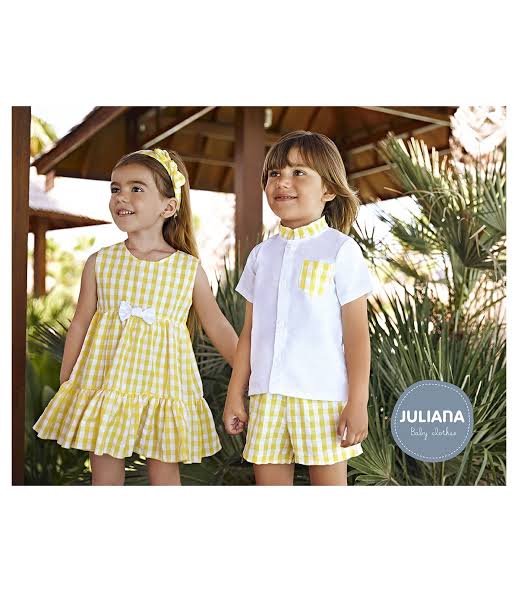 CONJUNTO CAMISA NIÑO CUELLO CUADROS AMARILLO