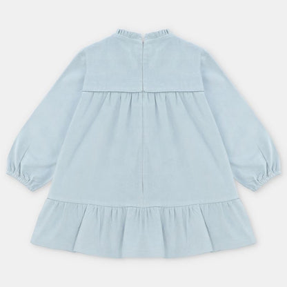 VESTIDO TELA NIÑA SHEFFIELD CELESTE GRISACEO