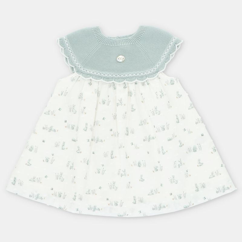 VESTIDO PUNTO Y TELA NIÑA CONEJOS
