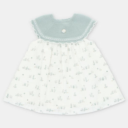VESTIDO PUNTO Y TELA NIÑA CONEJOS