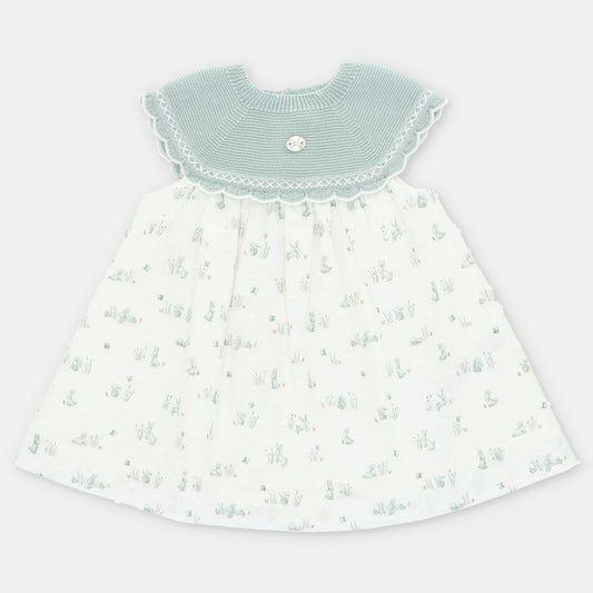 VESTIDO PUNTO Y TELA NIÑA CONEJOS