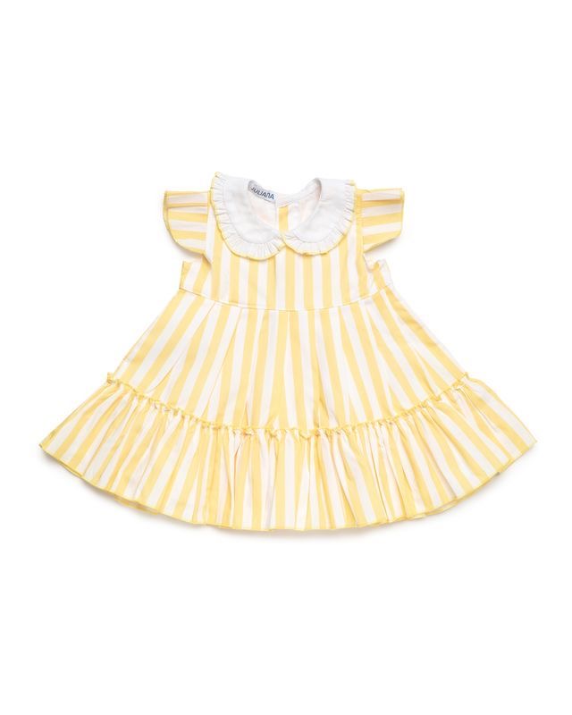 VESTIDO 2 VOLANTES RAYAS AMARILLO