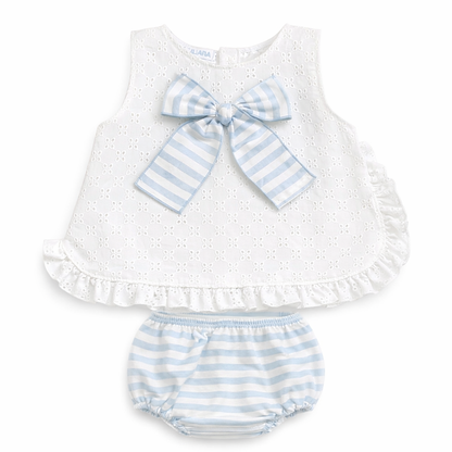 VESTIDO CORTO CON BRAGA RAYADA ENCAJE