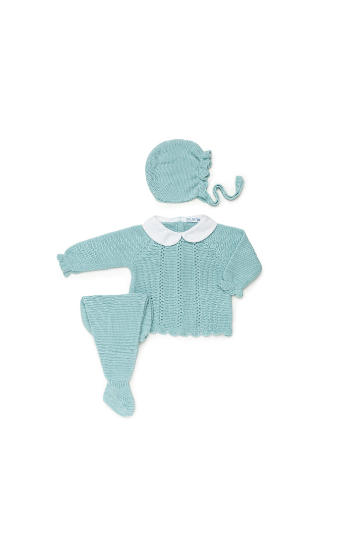 CONJUNTO 3.P CALADOS VERTICAL CUELLO VERDE AGUA