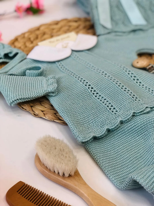 CONJUNTO 3.P CALADOS VERTICAL CUELLO VERDE AGUA