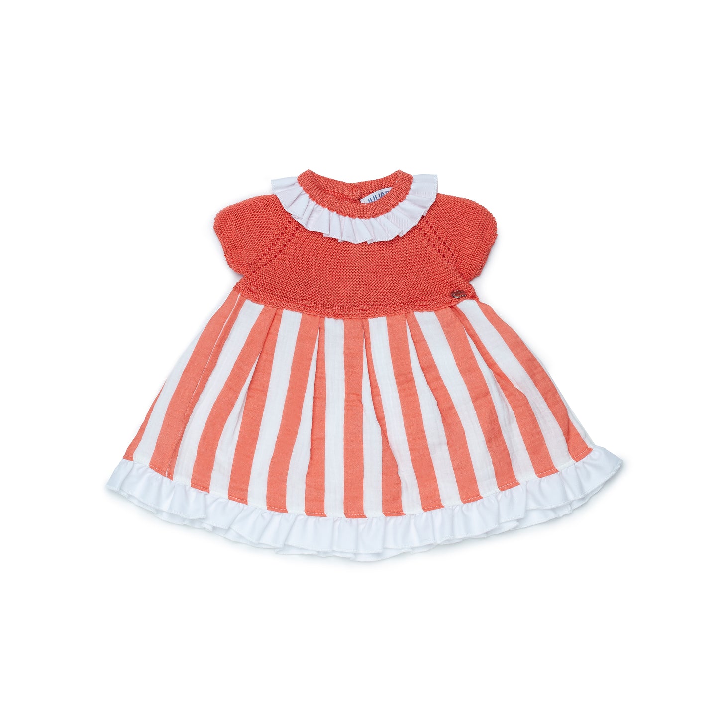 VESTIDO CUERPO PUNTO RAYADO CORAL