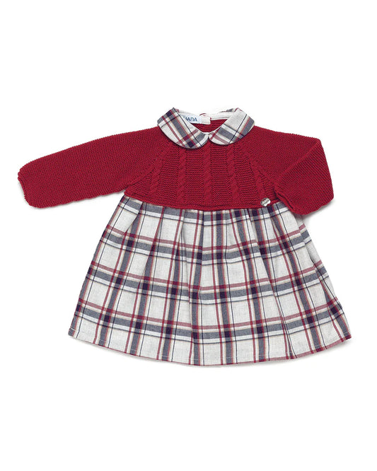 VESTIDO CUERPO PUNTO CUADROS CUELLO RIOJA