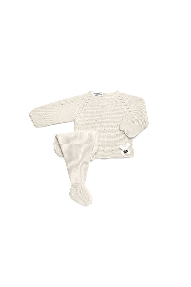 CONJUNTO 2 P.LIN CALADO LAZO CREMA