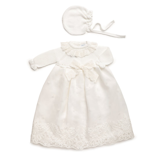 FALDON LINO CON ENCAJE BLANCO