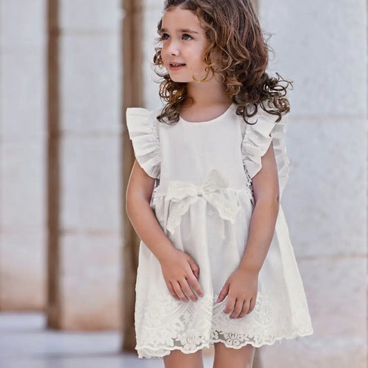 VESTIDO CORTADO CINTURA ENCAJE BLANCO