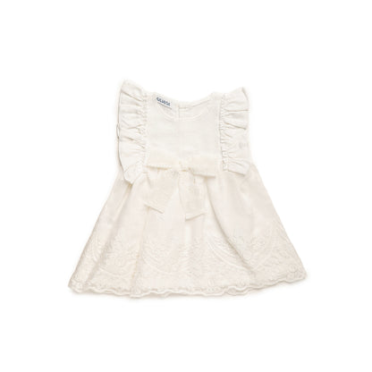 VESTIDO CORTADO CINTURA ENCAJE BLANCO
