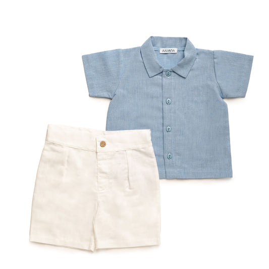 CONJUNTO NIÑO LINO AZUL