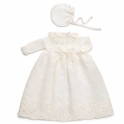 FALDON LINO CON ENCAJE BLANCO