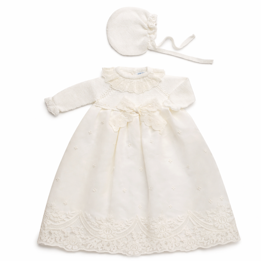 FALDON LINO CON ENCAJE BLANCO