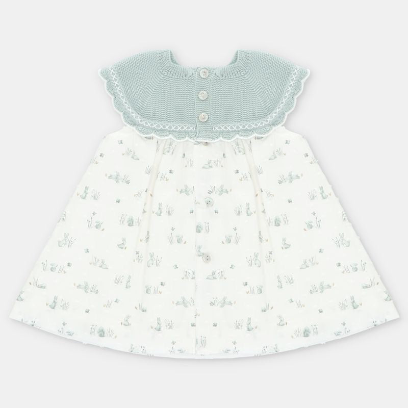 VESTIDO PUNTO Y TELA NIÑA CONEJOS
