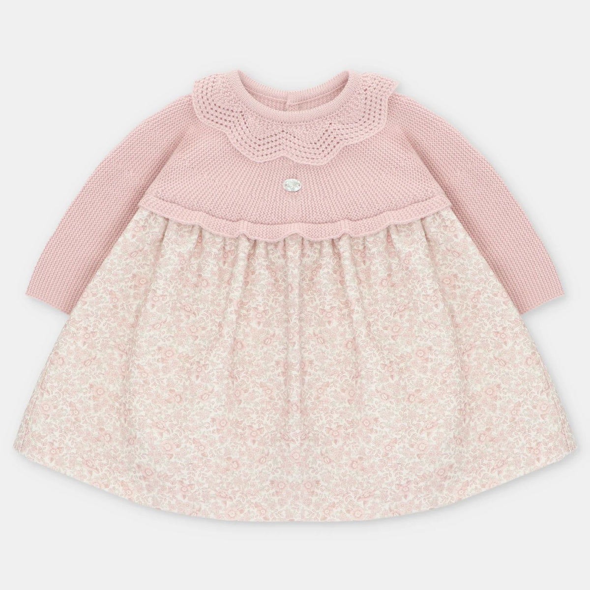 VESTIDO PUNTO Y TELA NIÑA LEEDS ROSA EMPOLVADO