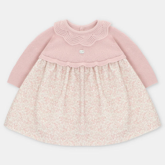 VESTIDO PUNTO Y TELA NIÑA LEEDS ROSA EMPOLVADO