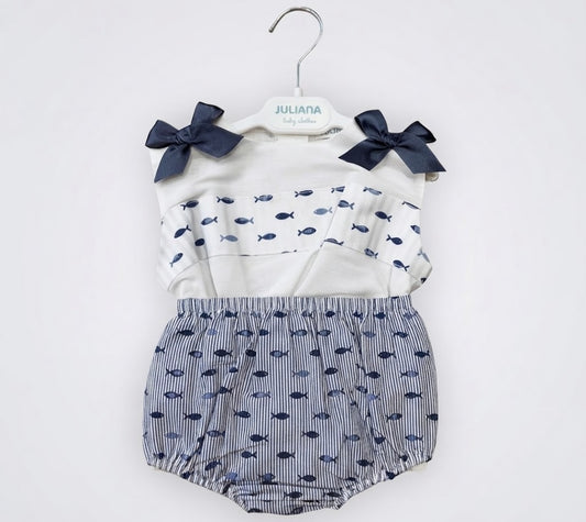 CONJUNTO CAMISA NIÑA PECES AZUL NOCHE