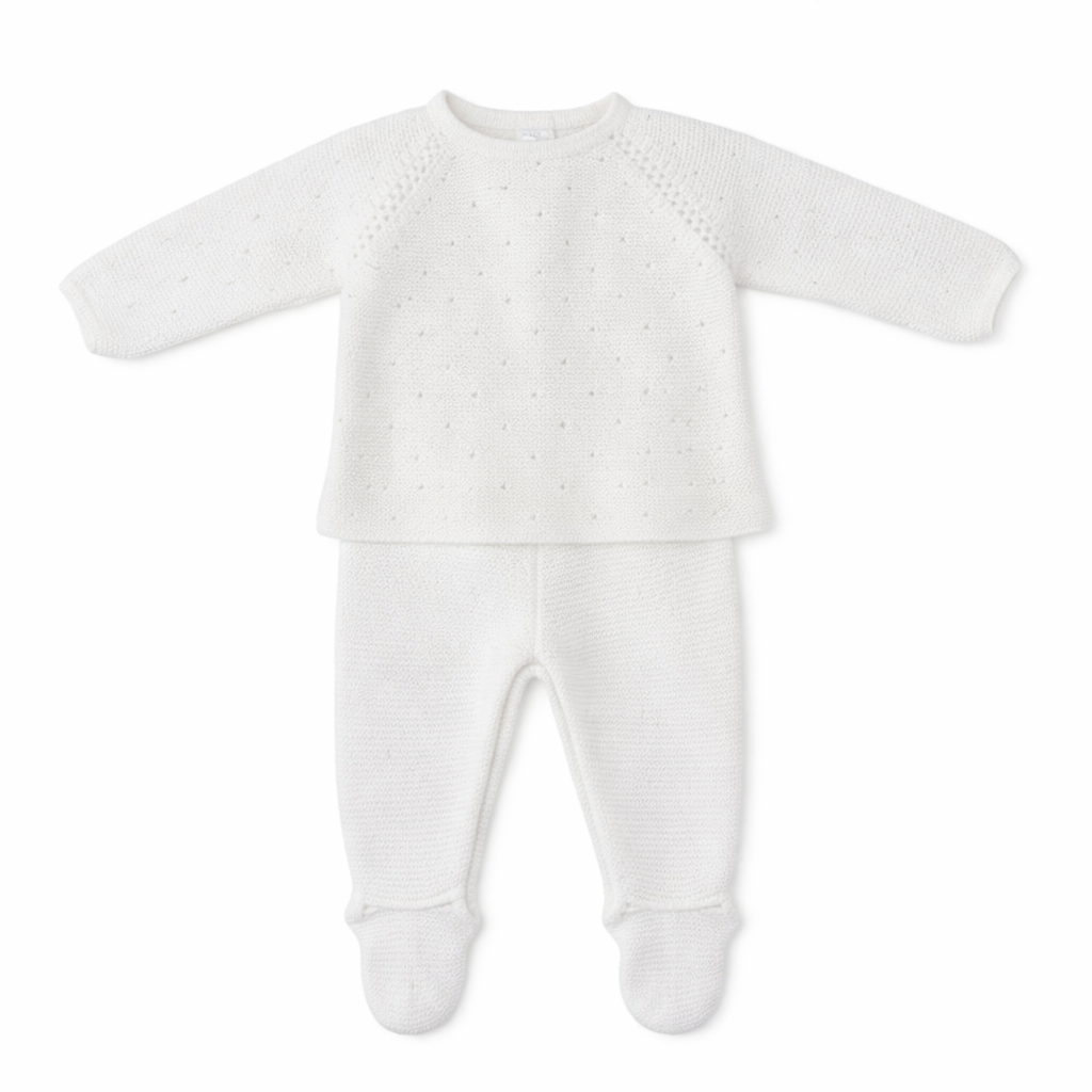 CONJUNTO 2 P.LIN CALADO LAZO BLANCO