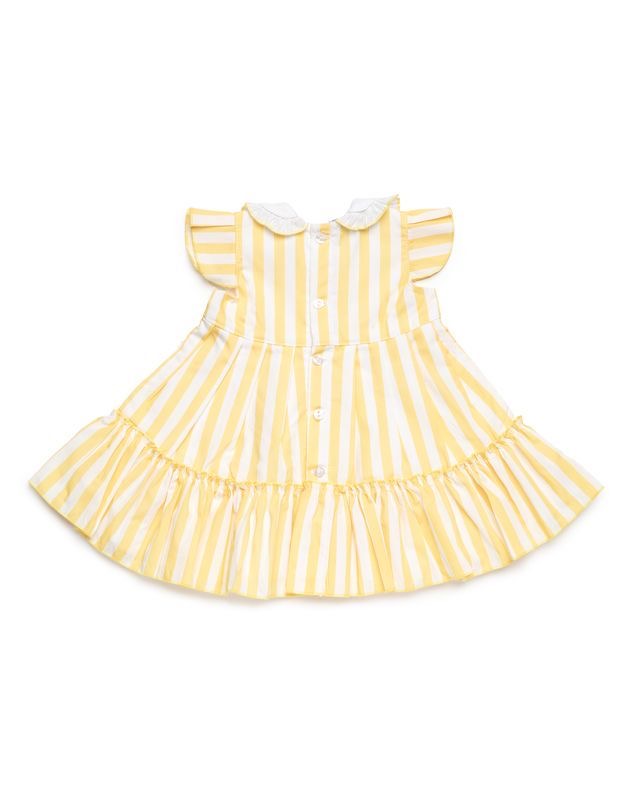 VESTIDO 2 VOLANTES RAYAS AMARILLO