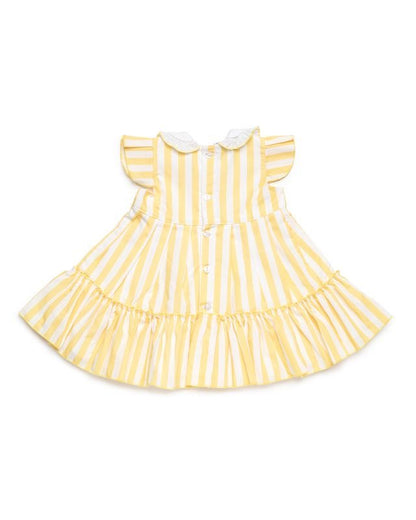 VESTIDO 2 VOLANTES RAYAS AMARILLO