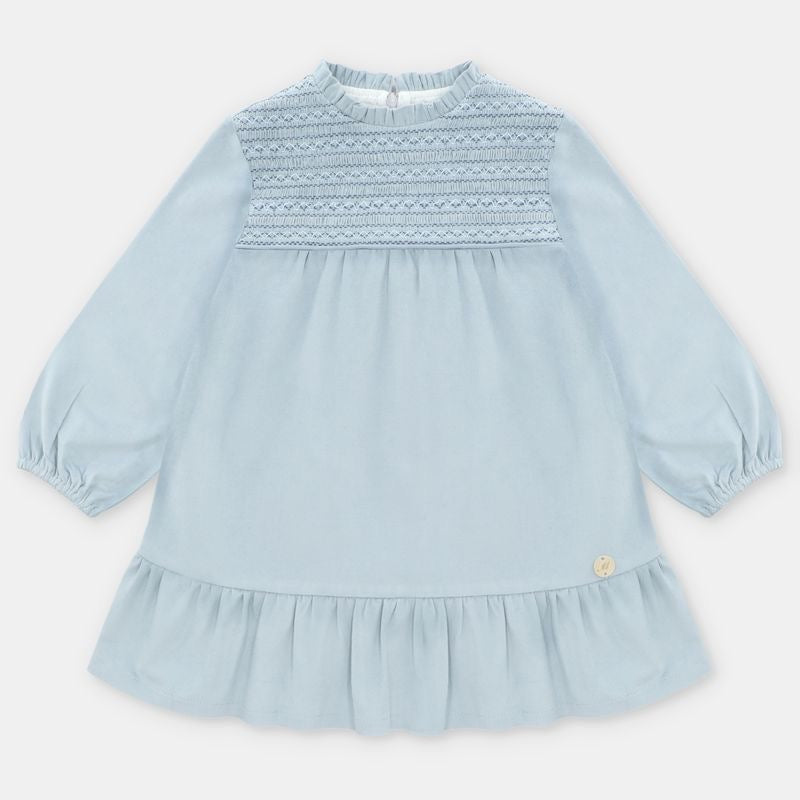 VESTIDO TELA NIÑA SHEFFIELD CELESTE GRISACEO