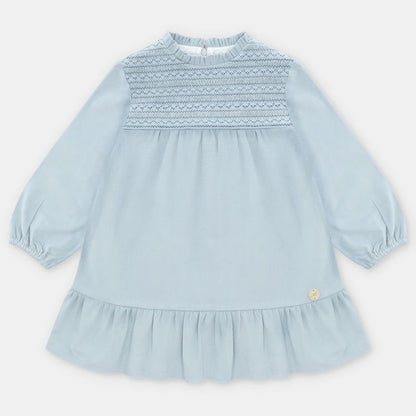 VESTIDO TELA NIÑA SHEFFIELD CELESTE GRISACEO