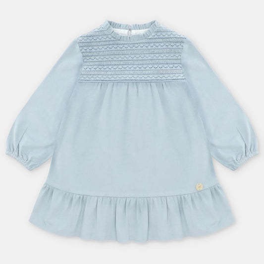 VESTIDO TELA NIÑA SHEFFIELD CELESTE GRISACEO