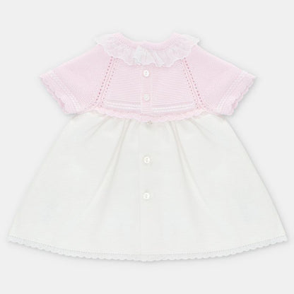 VESTIDO PUNTO Y TELA NIÑA ROSA PIQUE