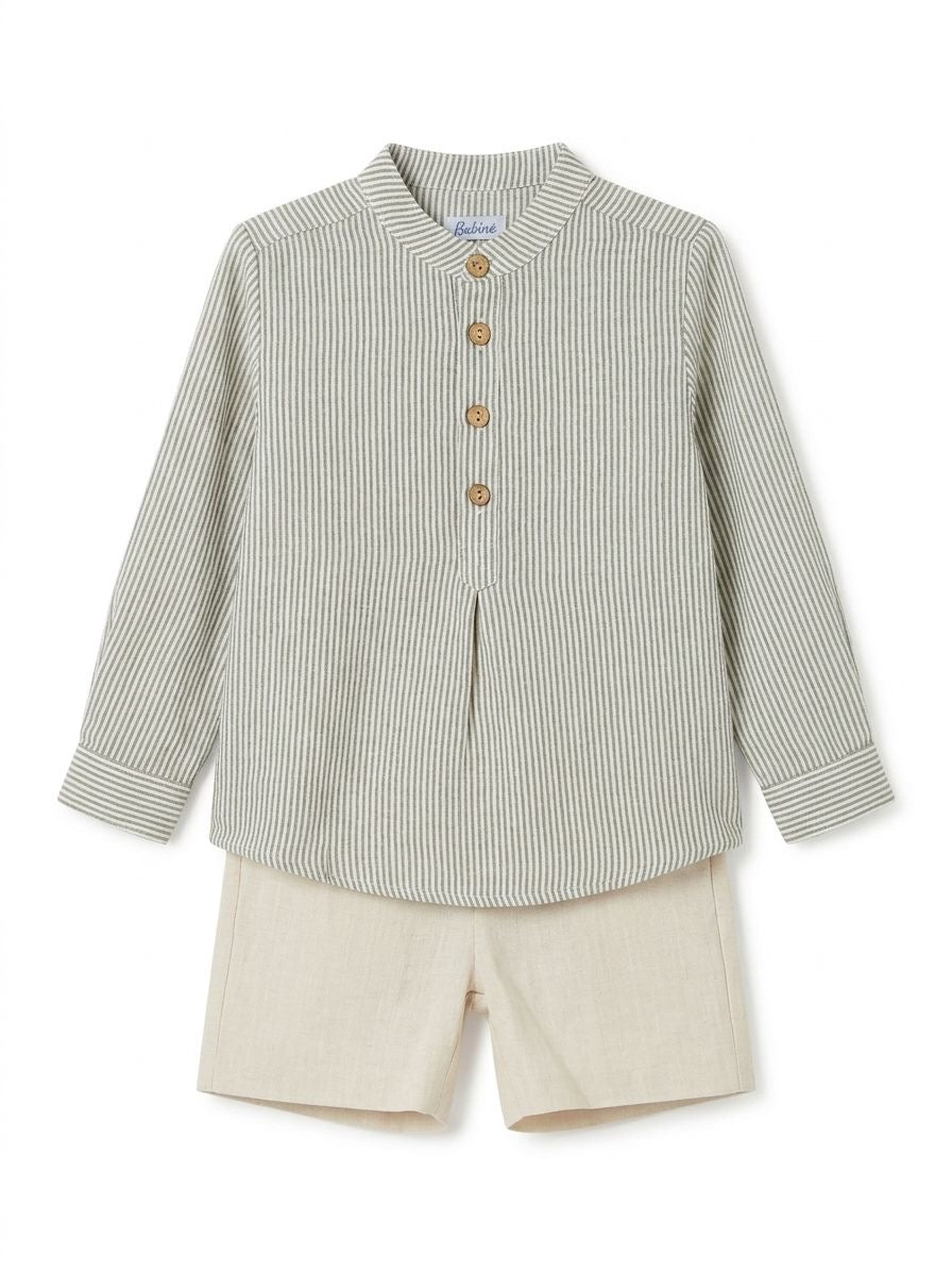 CONJUNTO CAMISA RAYAS VERDE CEREMONIA
