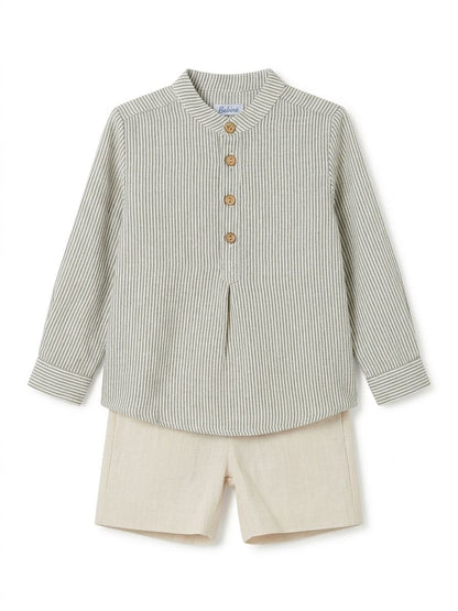 CONJUNTO CAMISA RAYAS VERDE CEREMONIA