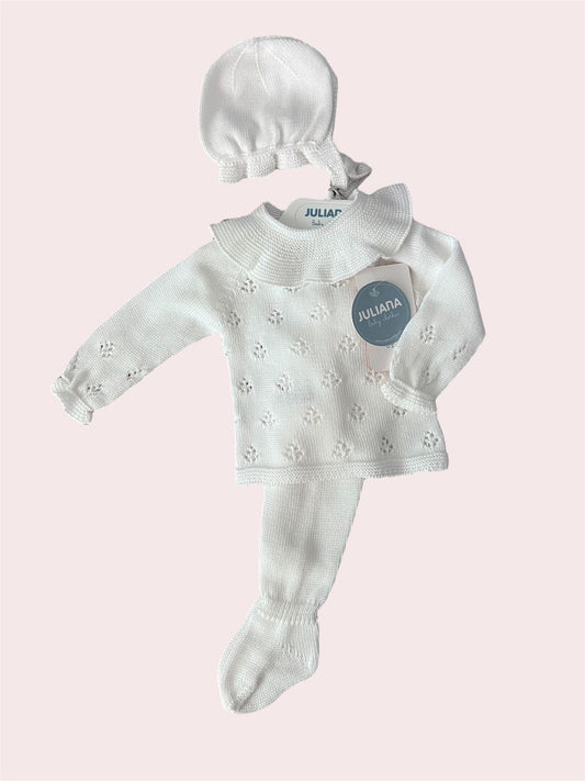 CONJUNTO 3.P CALADO VOL.PUNTO BLANCO