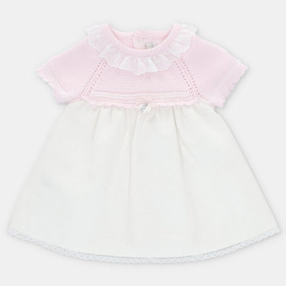 VESTIDO PUNTO Y TELA NIÑA ROSA PIQUE