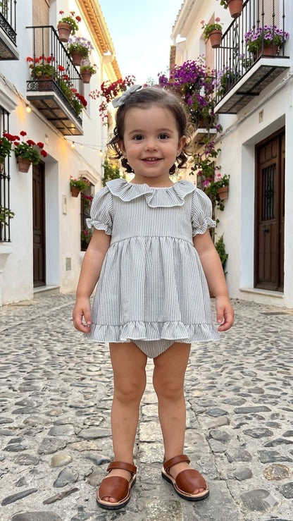 VESTIDO CORTO Y BRAGA RAYAS VERDE