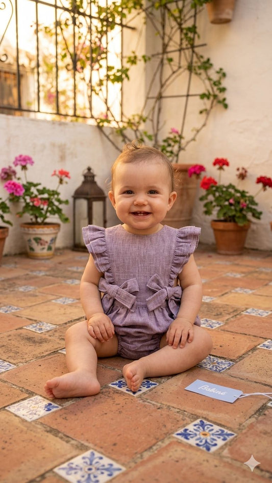 PELELE DE NIÑA LISO SIN MANGAS CON VOLANTES