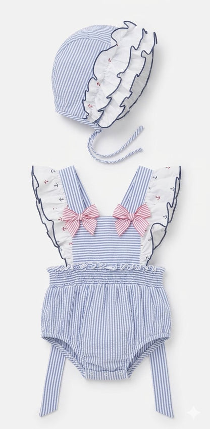 PELELE DE NIÑA VOLANTES ESTAMPADO ANCLAS