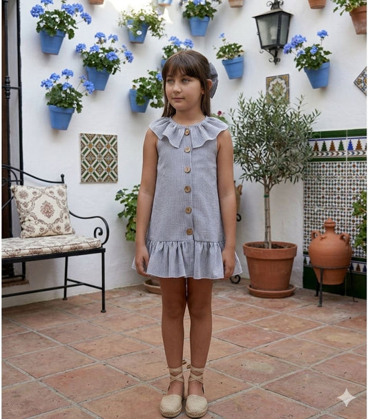 VESTIDO RAYAS VERDE Y BOTONES