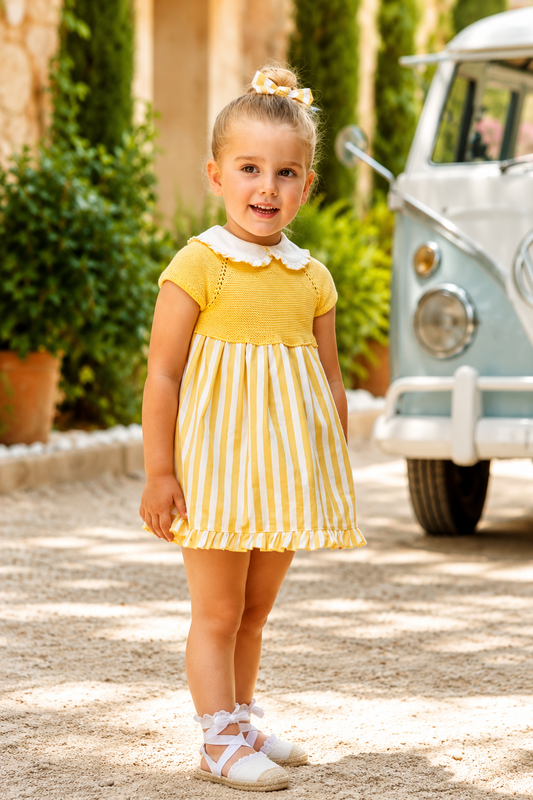 VESTIDO CUERPO RAYADO AMARILLO